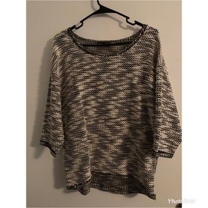 Marled Cream/Black 3/4 sleeve sweater
